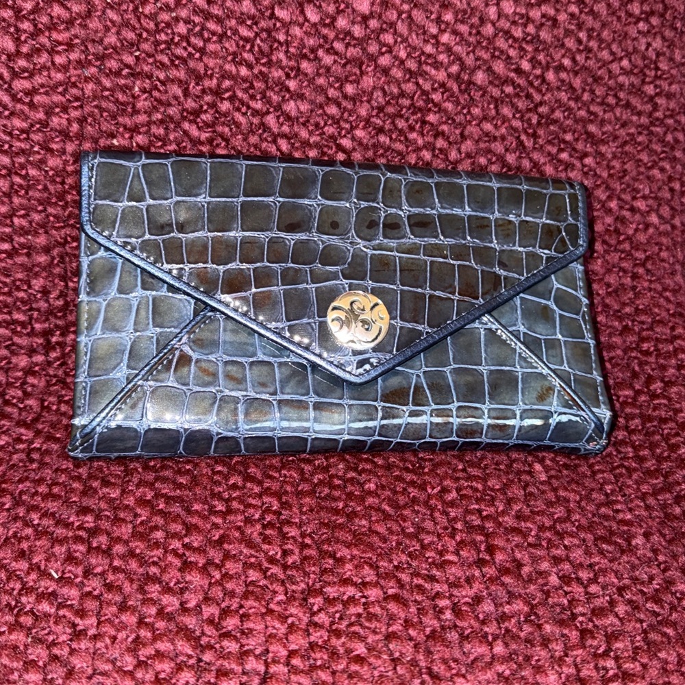 Brighton Black Crocodile-Patterned Clutch